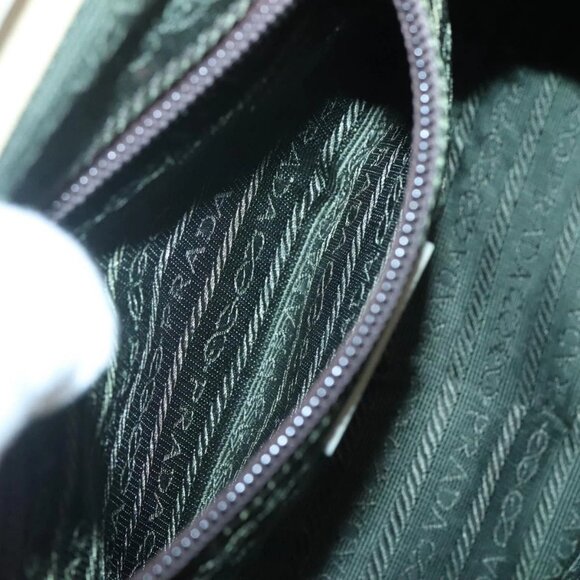 PRADA Shoulder Bag Canvas Leather Brown Silver Auth bs26588 - Picture 13 of 16